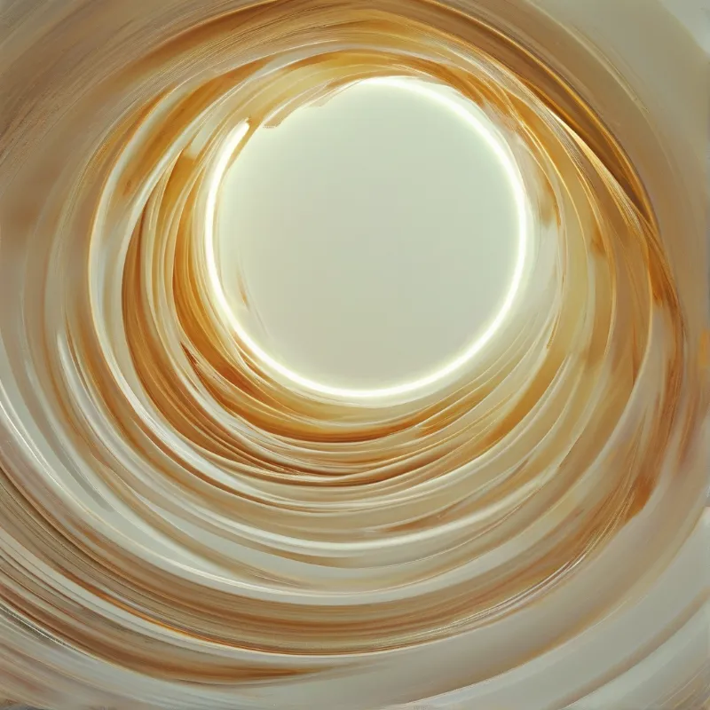 A swirling pattern of golden and cream tones forms a bright circular center with radiating vortex-like motion.