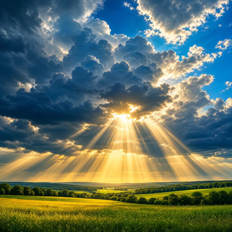 Sunbeams Over Green Fields