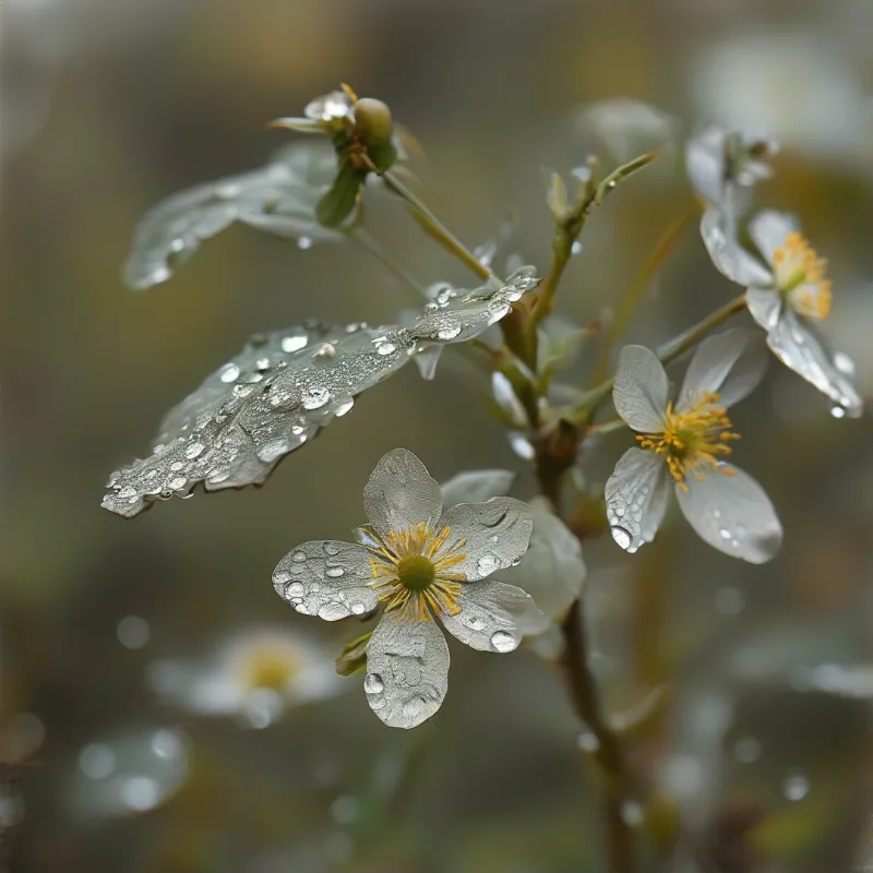 Dewy White Flowers