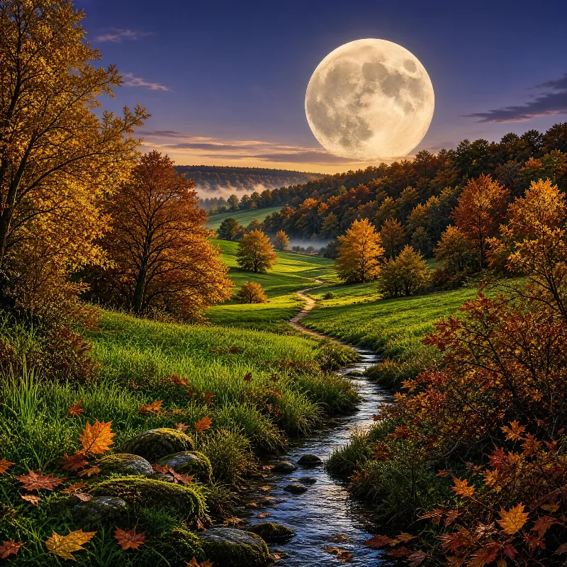 Moonlit Autumn Landscape