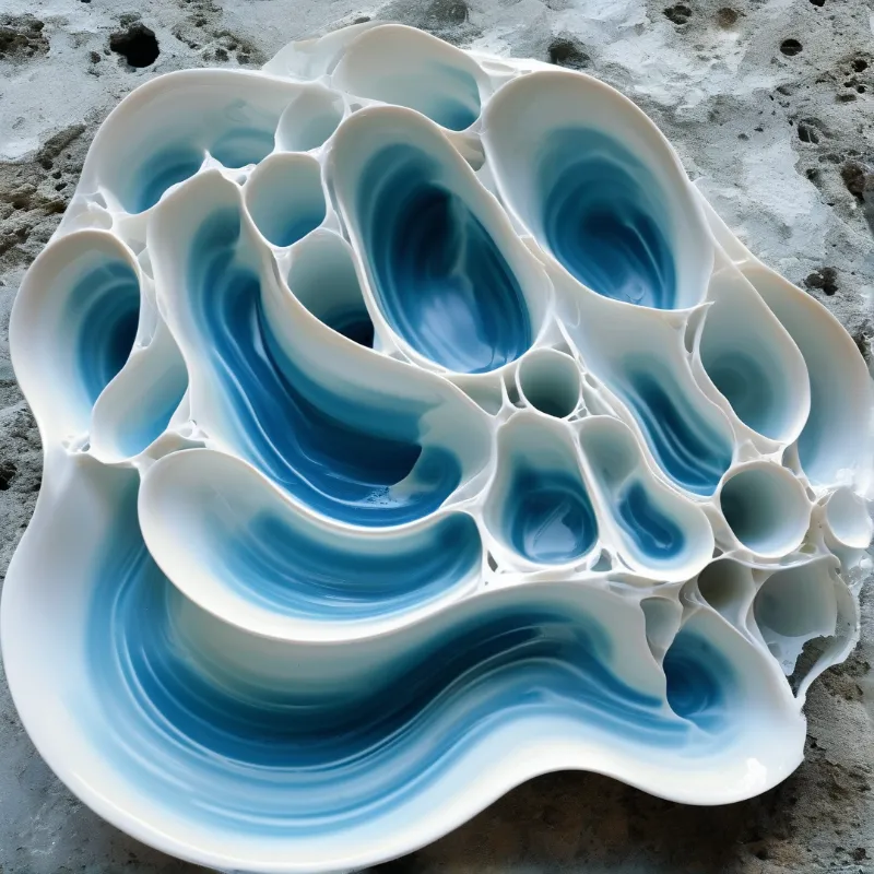 Blue Swirl White Sculpture