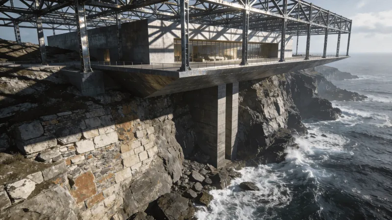 Museum with Steel Frame — Coastal Cliff