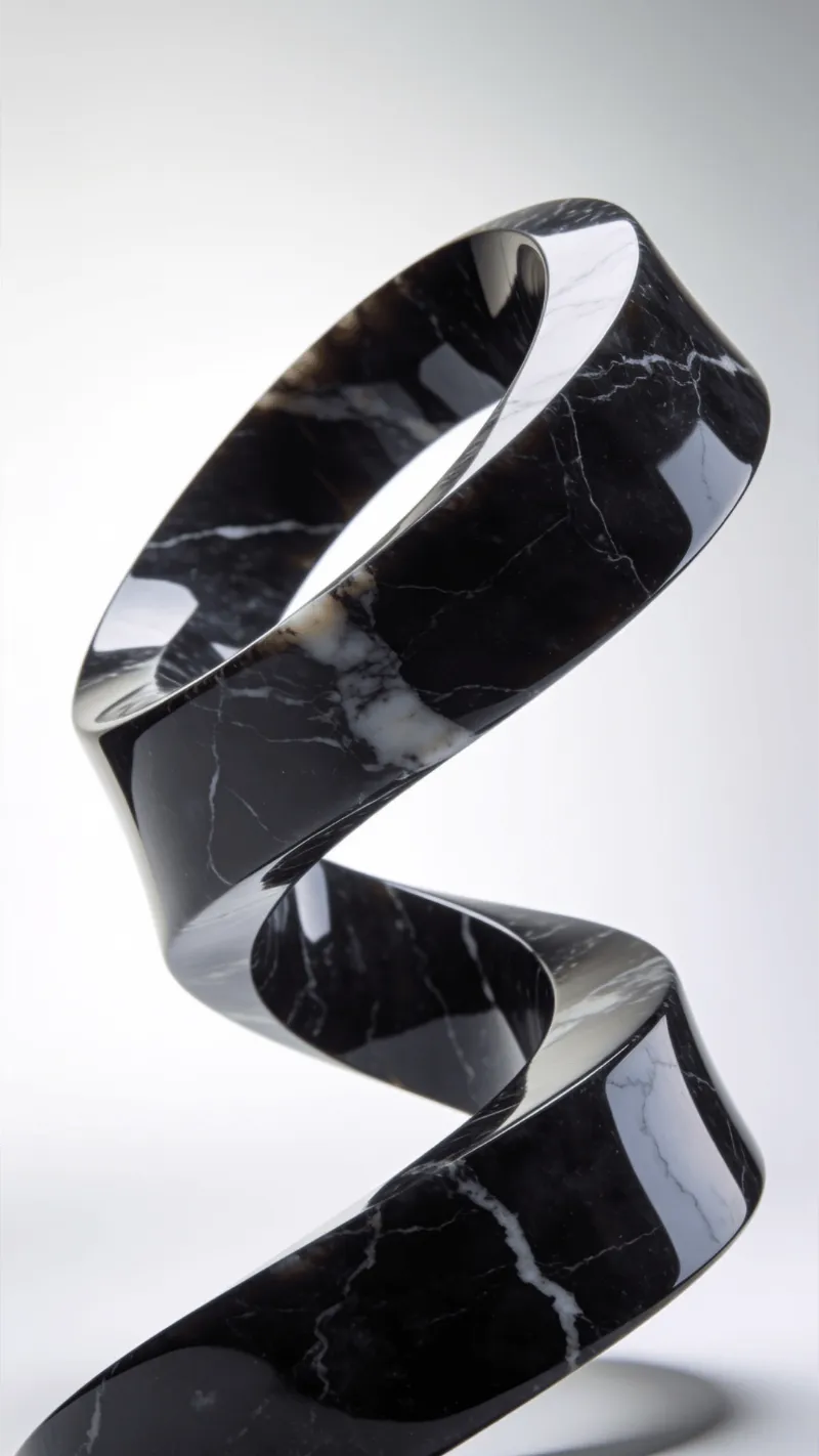 Dark, Marble Curved Ribbon