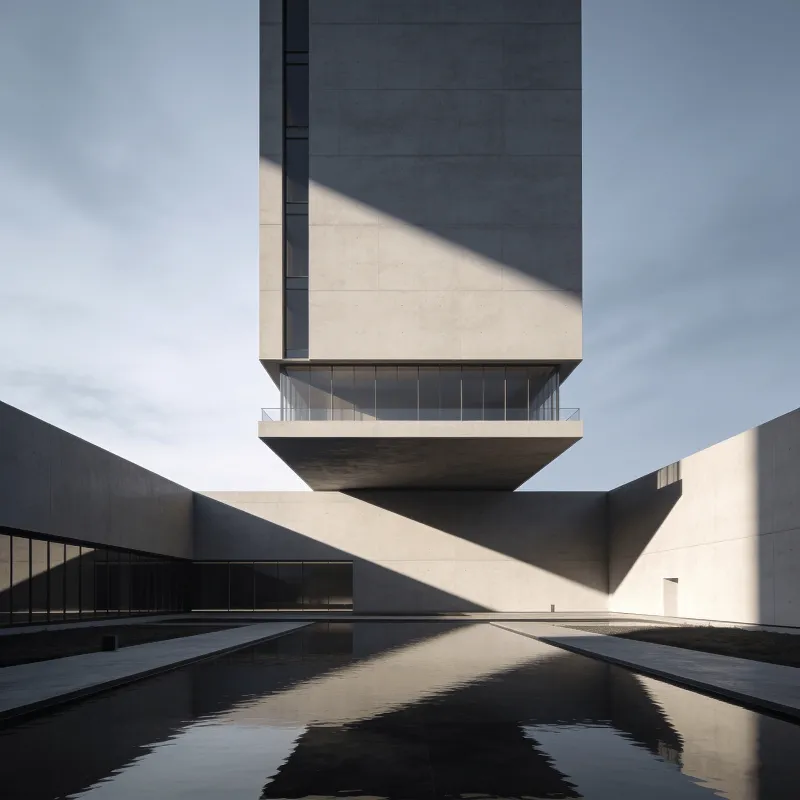 Tower with Floating Cantilever — Reflecting Pool
