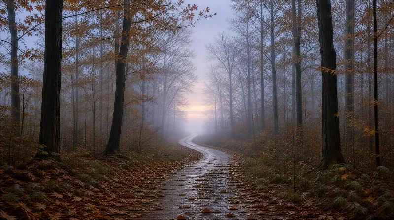 Misty Autumn Forest Path