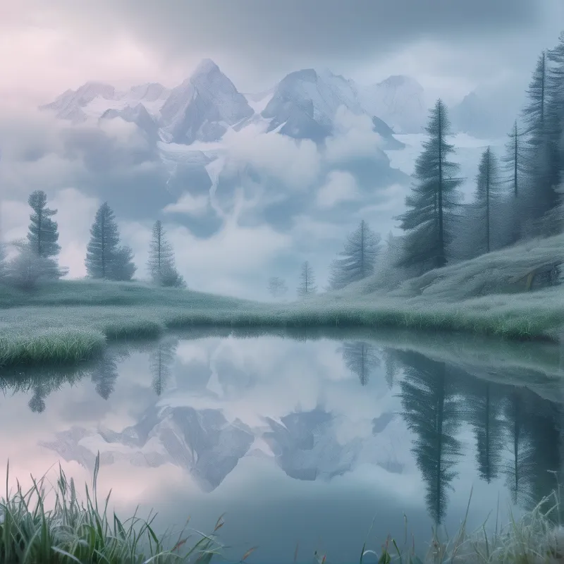 Misty Mountain Reflection