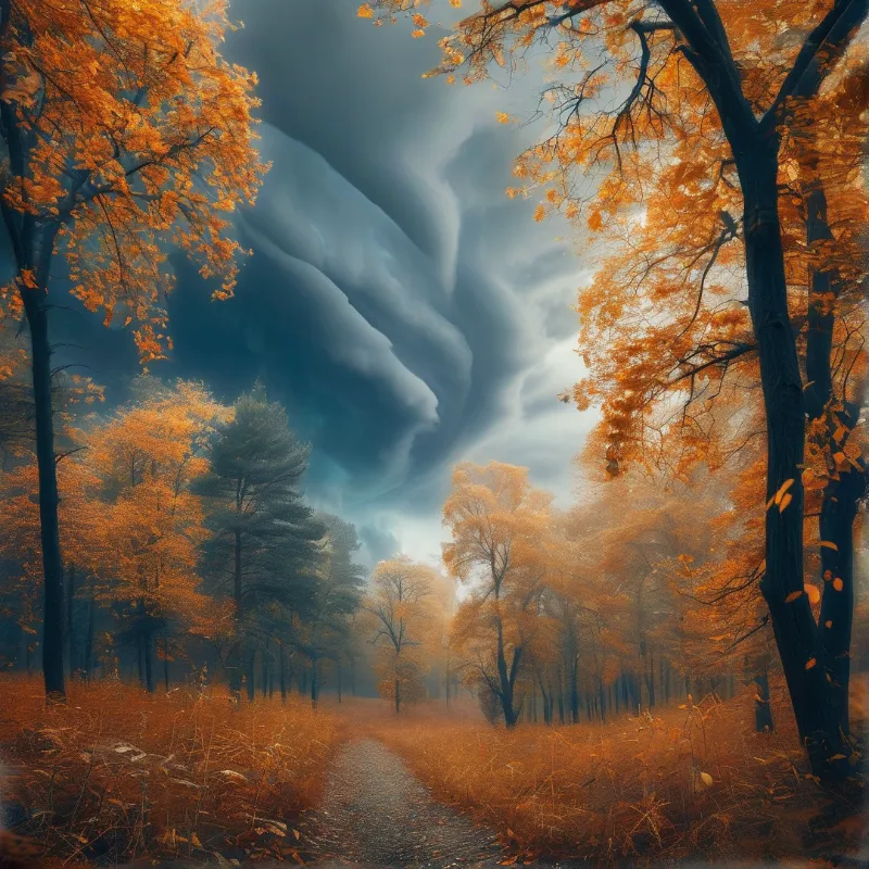 Misty Autumn Forest Path