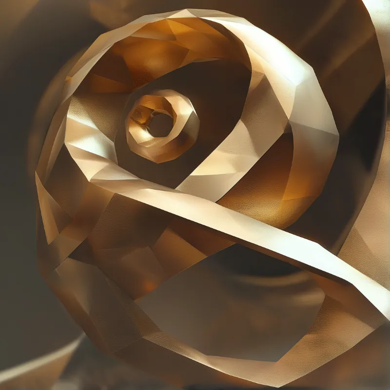 A smooth cream colored spiral winds inward toward a dark opening at its center under soft golden highlights