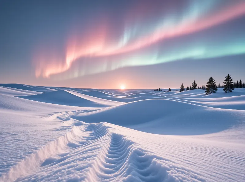 Aurora over Snowy Dunes