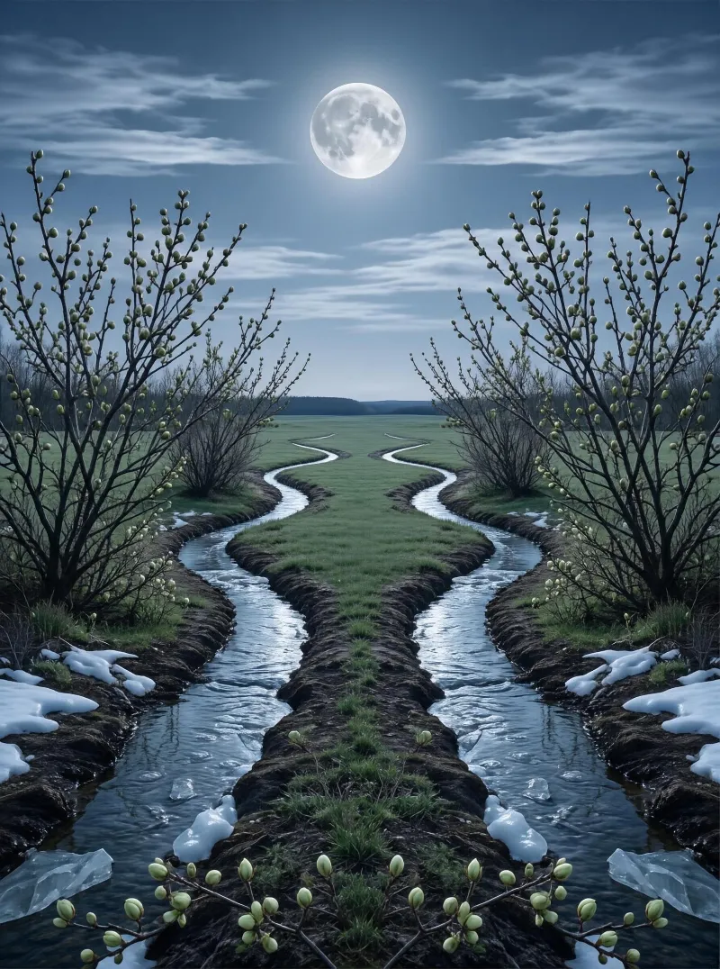 Surreal Split River Moonlight
