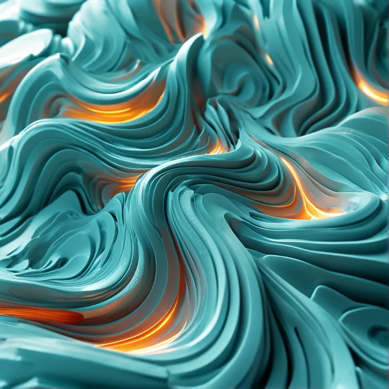Abstract Teal Fluid Waves
