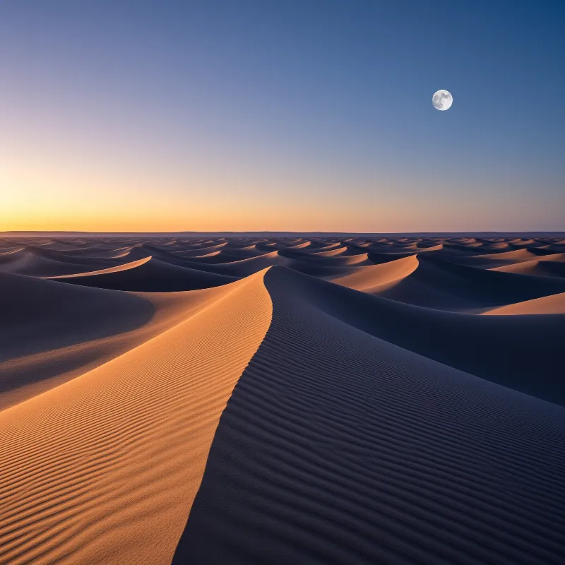 Moonlit Desert Dunes at Dusk
