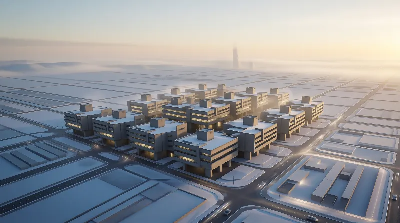 Futuristic Snowy Cityscape