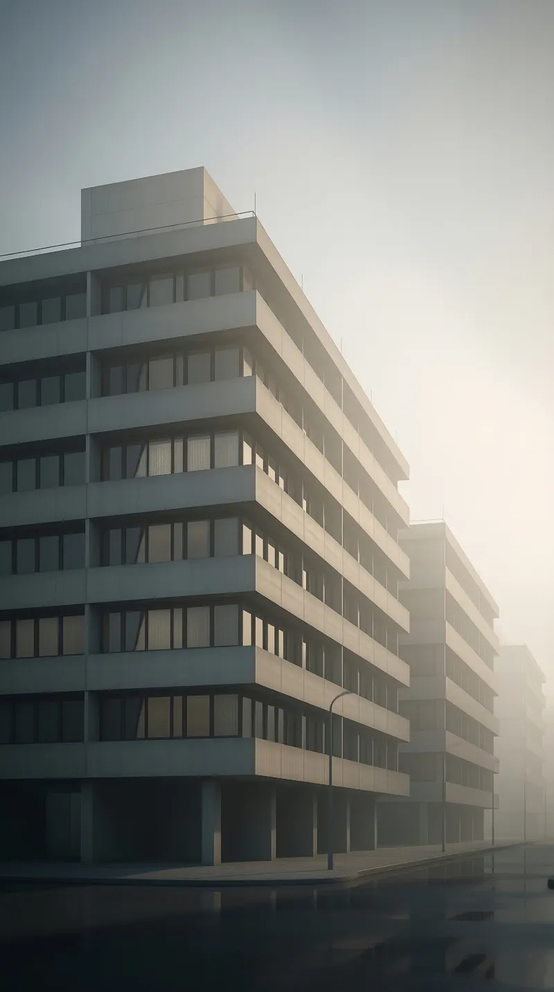 Foggy Modernist Building