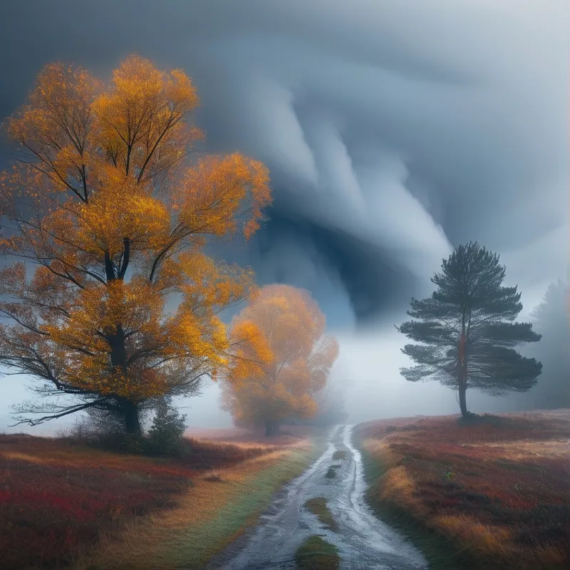 Misty Autumn Path