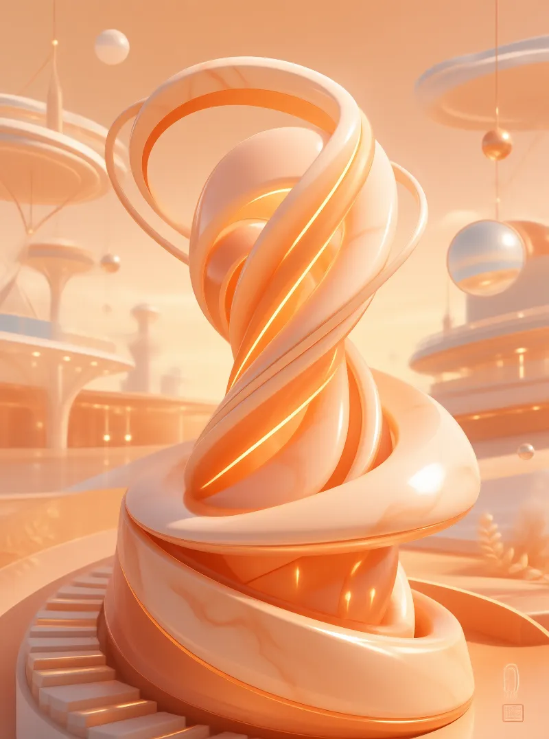 Marble Spiral Ribbon — Glossy Pastel Study