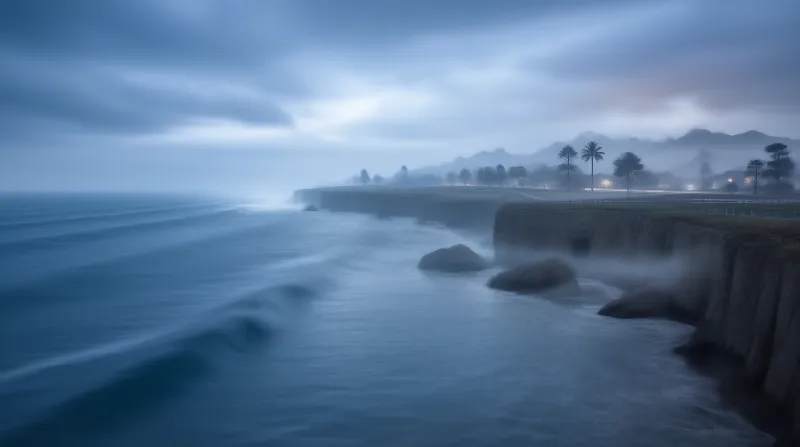 Misty Coastal Cliffs