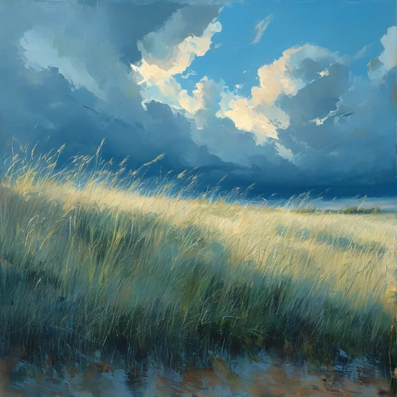 Stormy Sky Over Grassland
