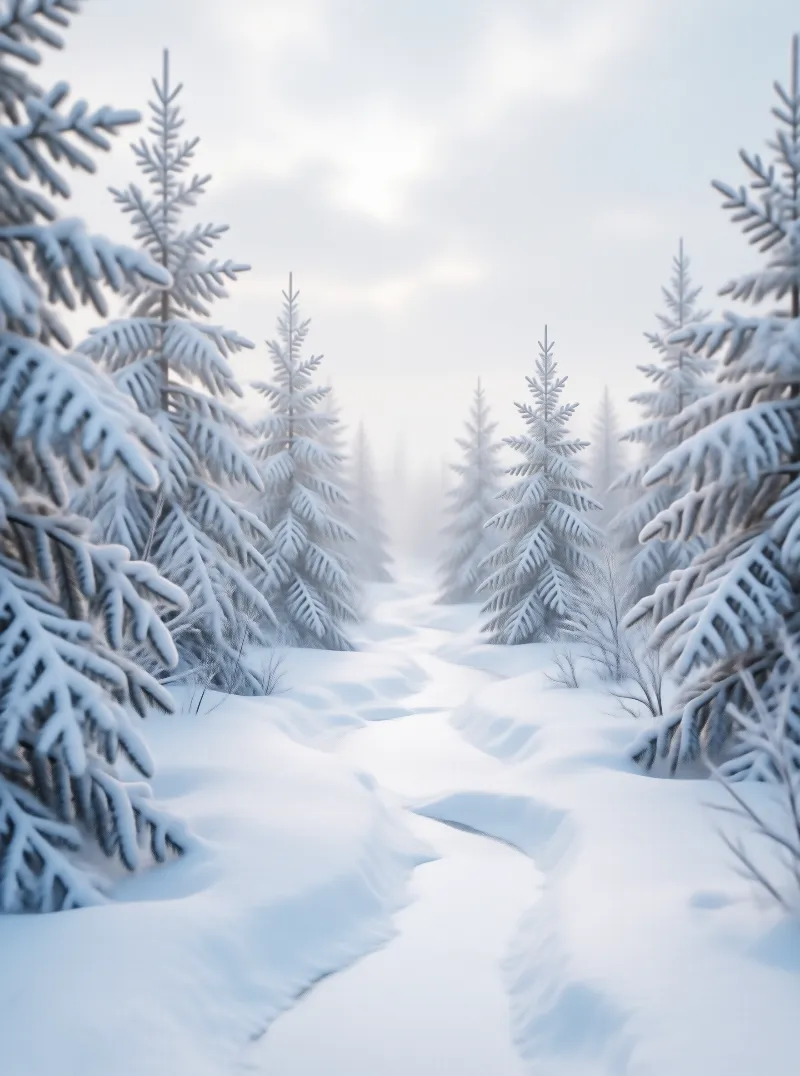 Serene Snowy Forest Path