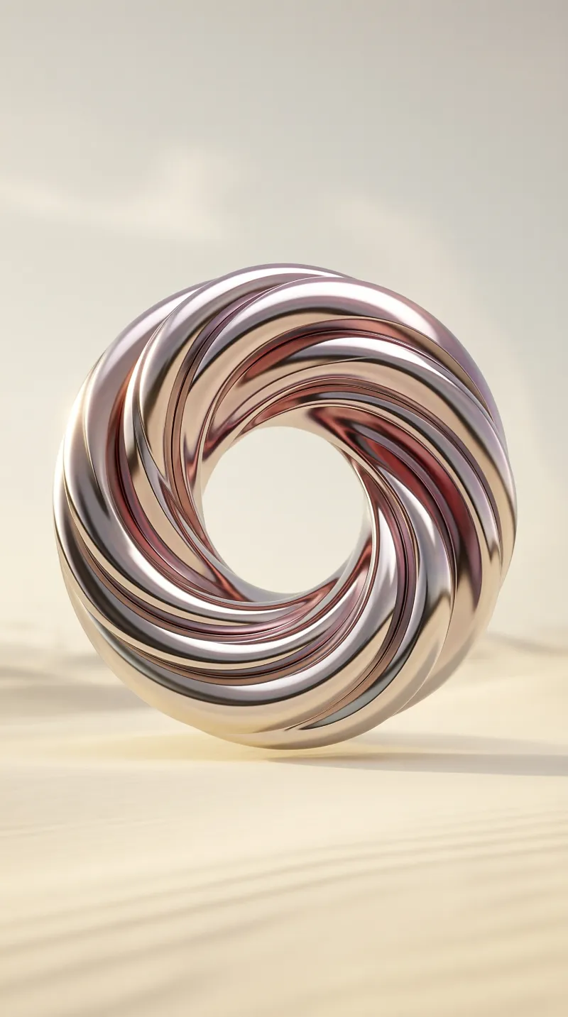 Metallic Twisted Torus Sculpture