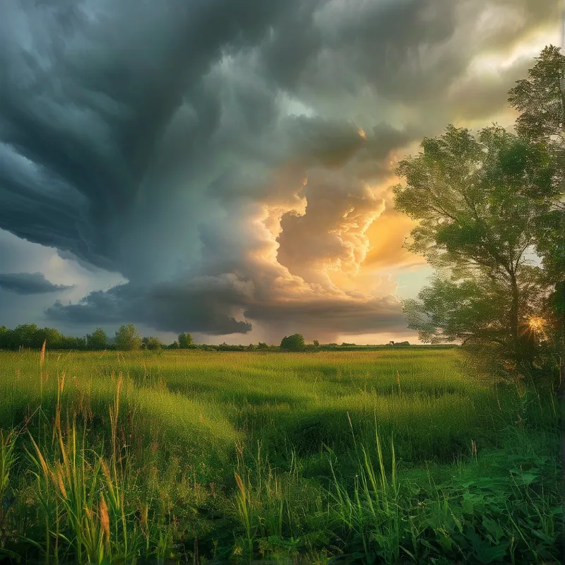 Dramatic Storm Over Field
