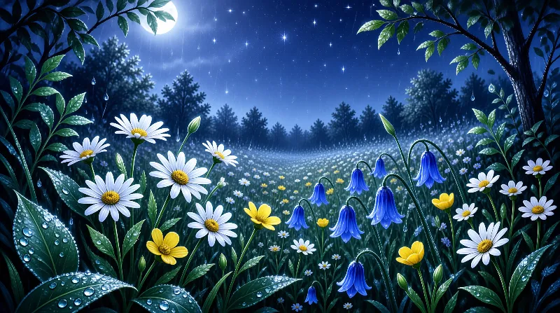 Moonlit Flower Garden