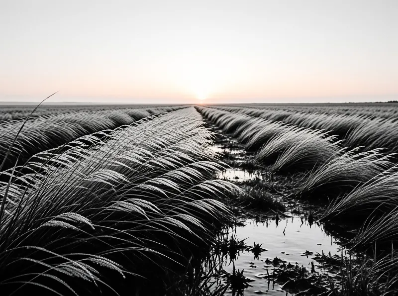 Sunrise Over Dewy Grasslands