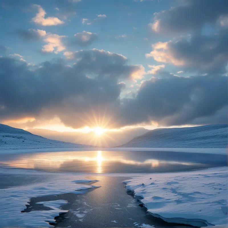 Frozen Lake at Sunrise