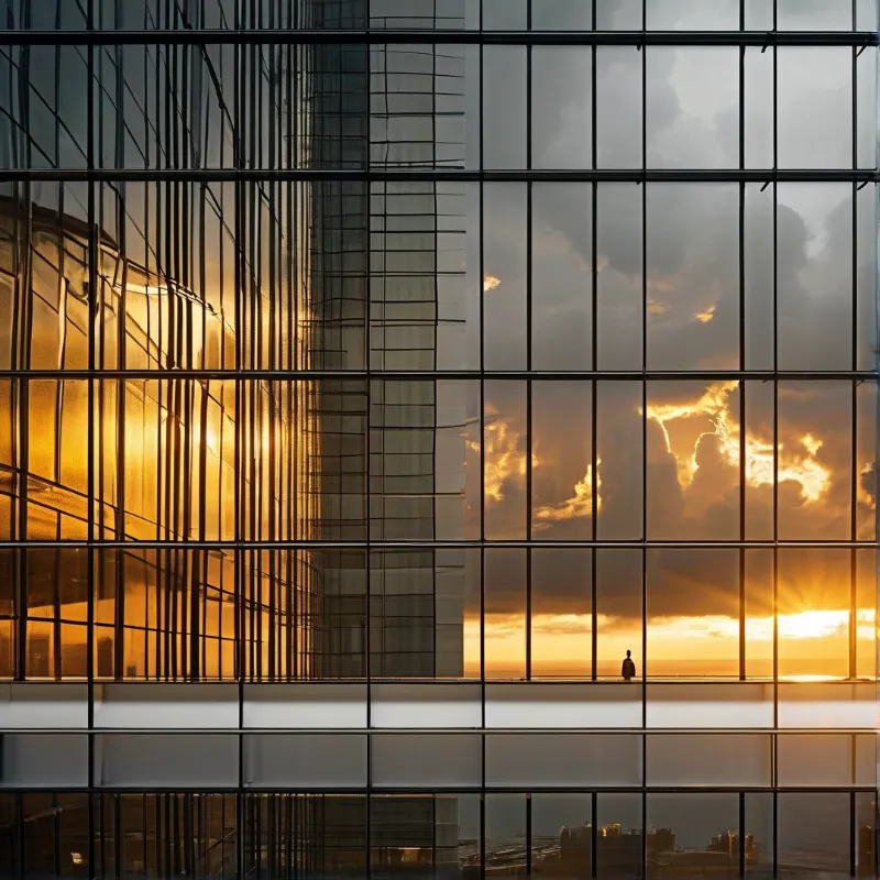 Sunset on Glass Facade