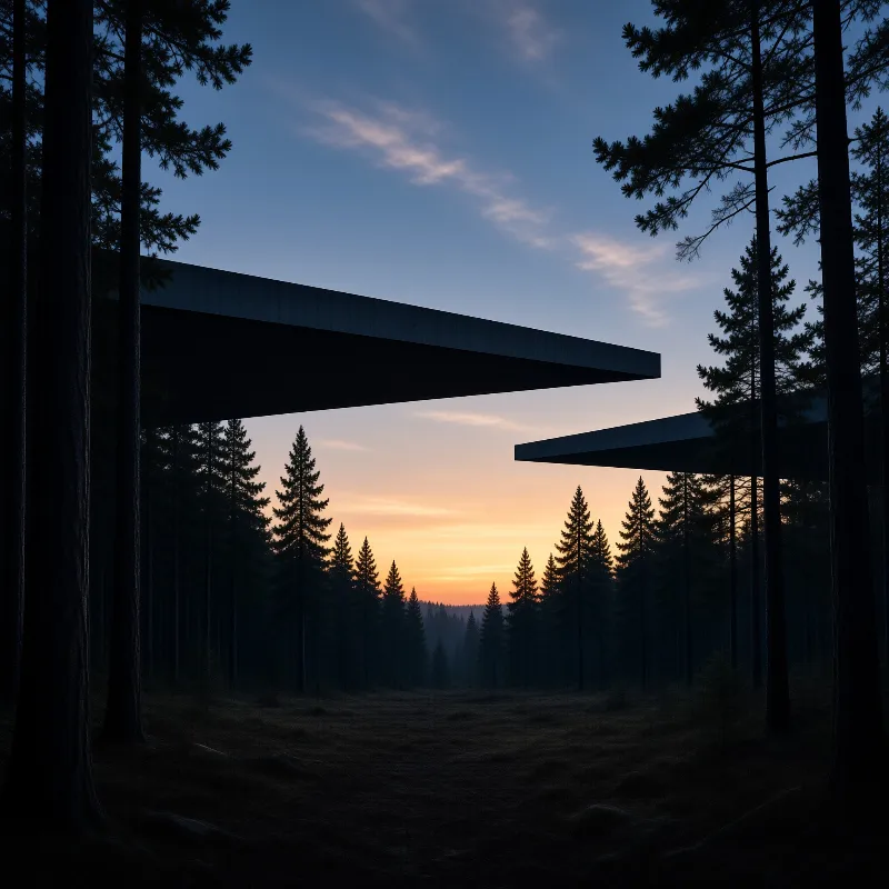 Floating Slabs at Forest Dusk