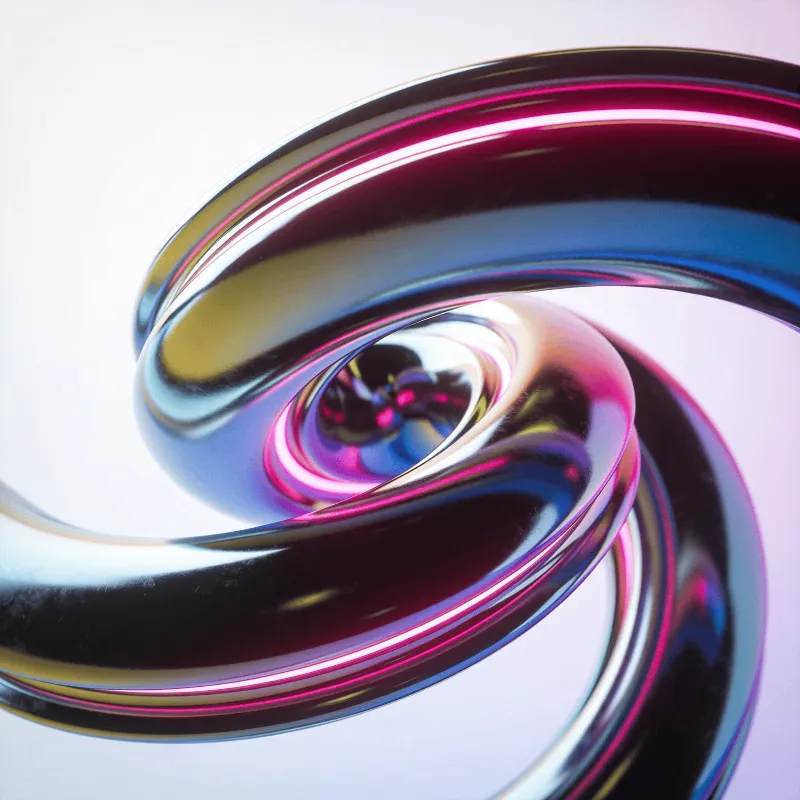 Liquid Chrome, Neon-Lit Spiral
