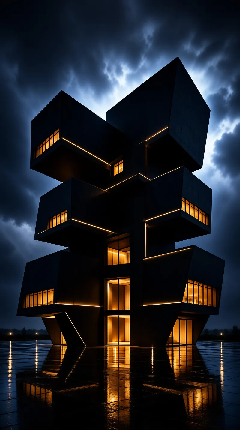 Futuristic Building at Night