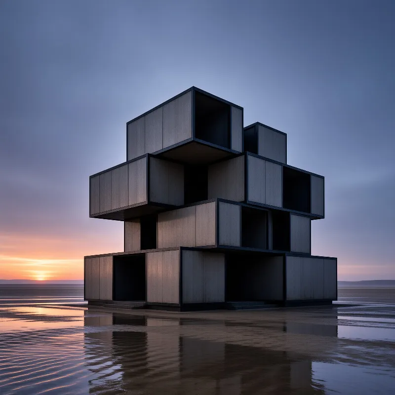 Modular Cubes at Beach Sunset