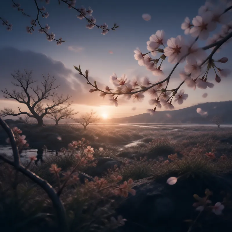 Serene Cherry Blossom Sunrise