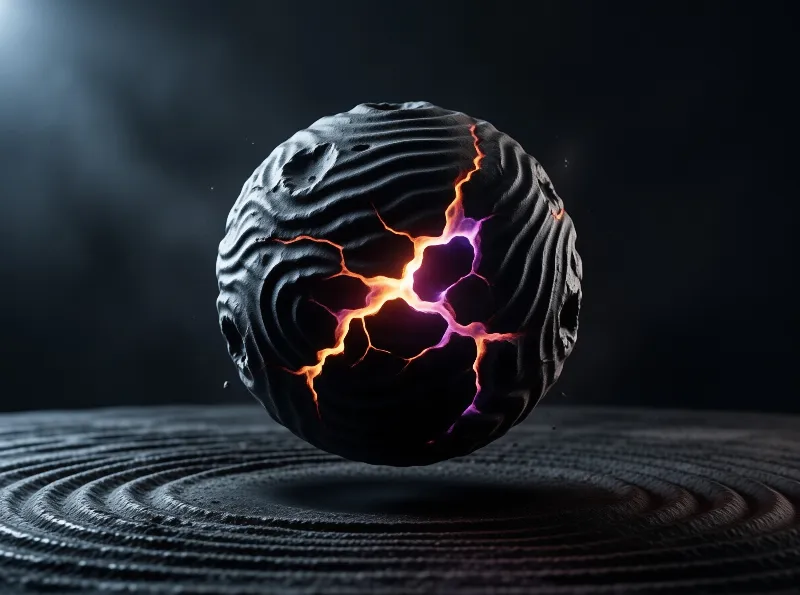 Glowing Cracked Dark Sphere