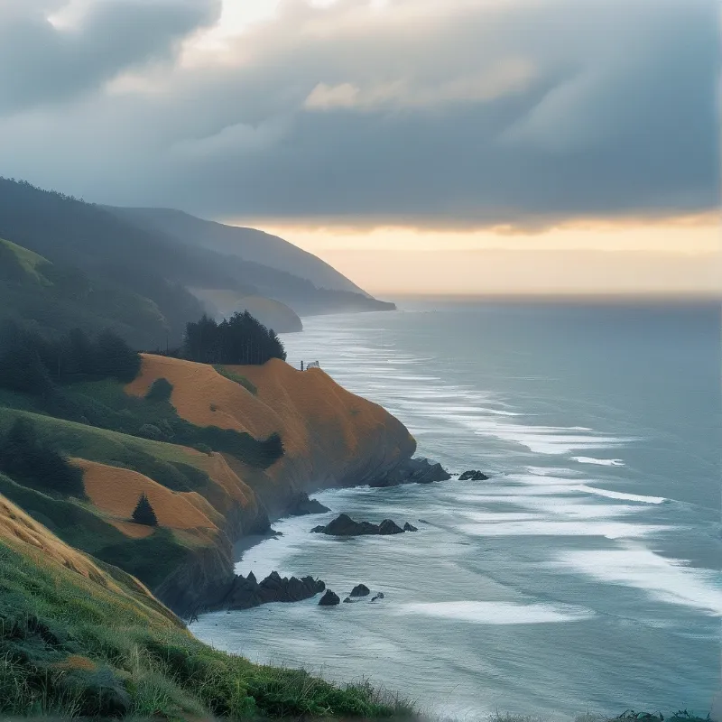 Coastal Cliffs at Sunset