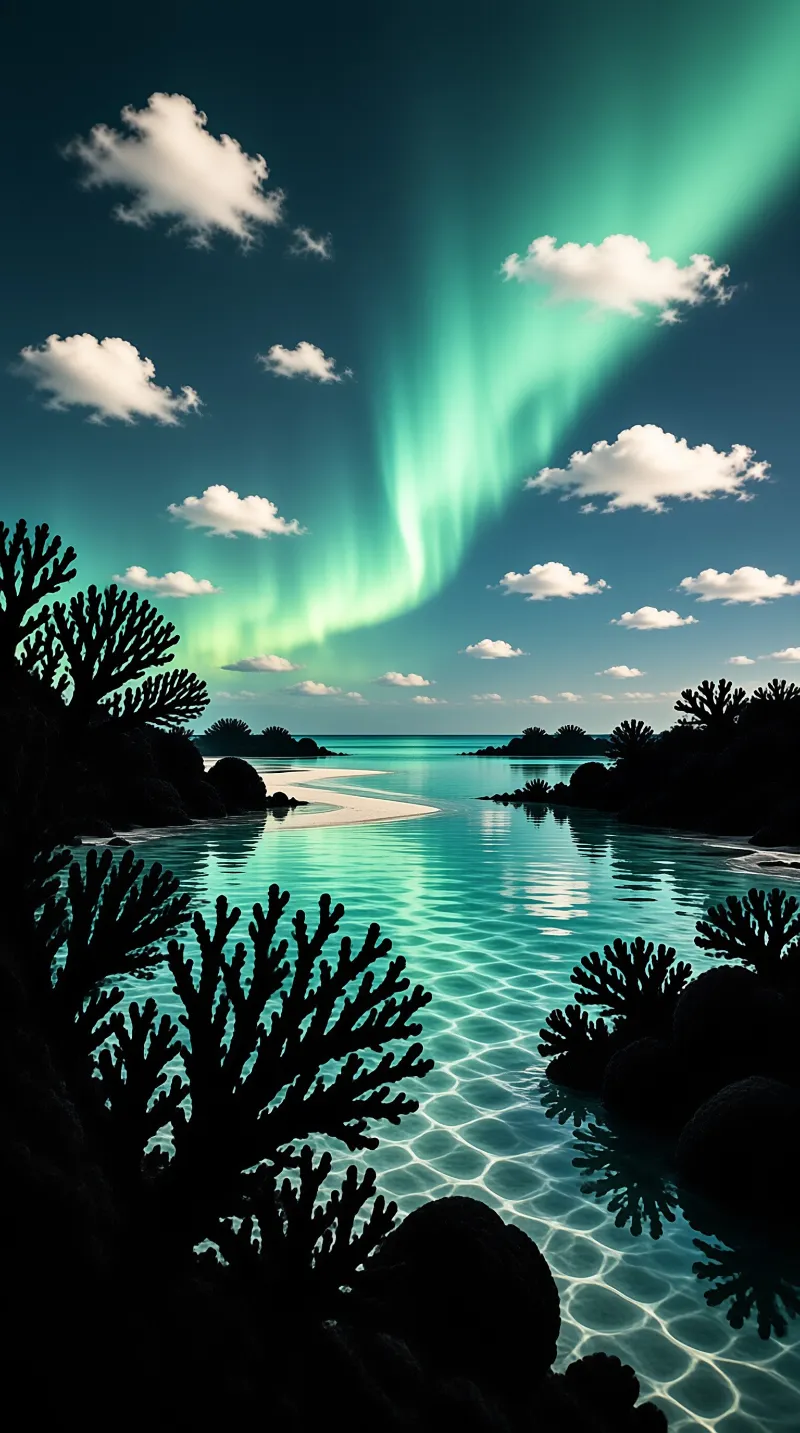 Aurora Over Tropical Bay