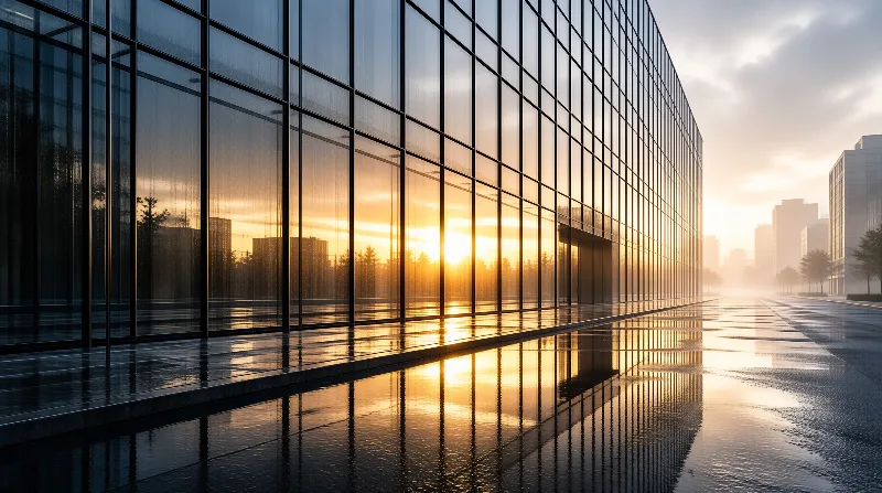Glass Building at Sunset