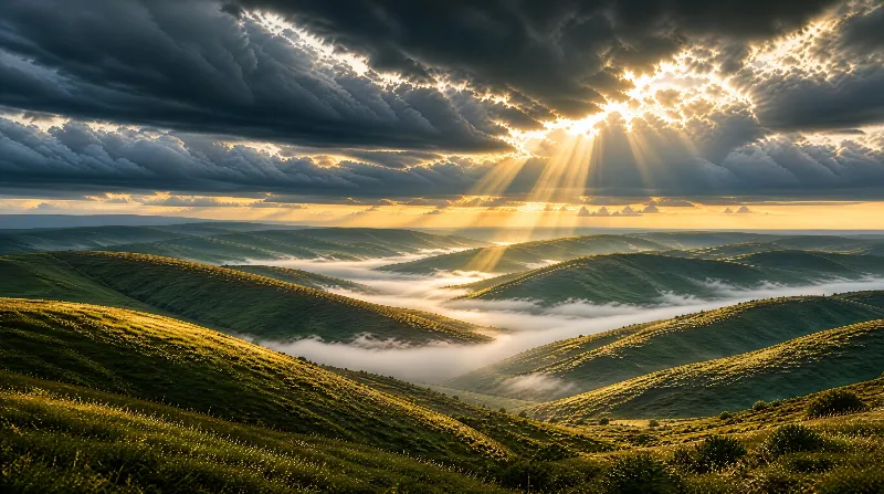 Sunrise over Rolling Hills