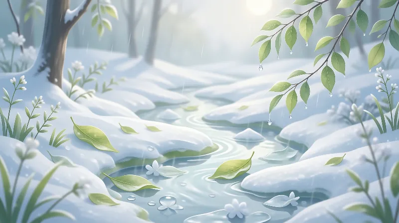 Winter Stream with Spring Leaves
