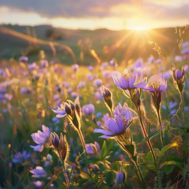 Purple Wildflowers at Sunset