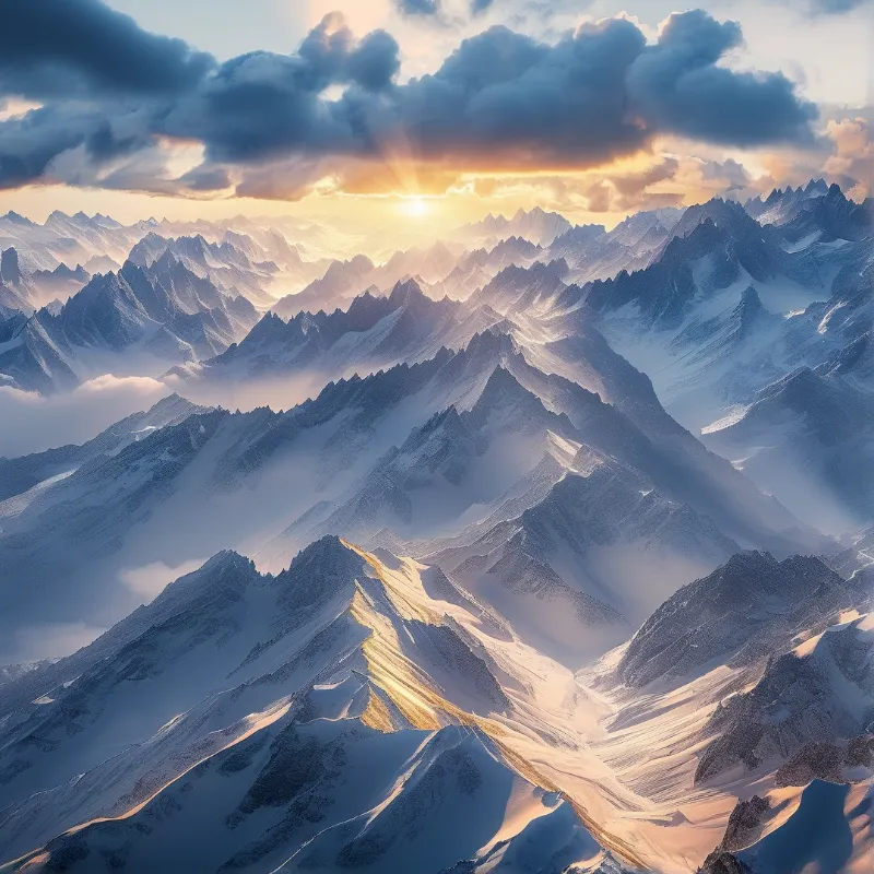 Sunrise Over Snowy Peaks
