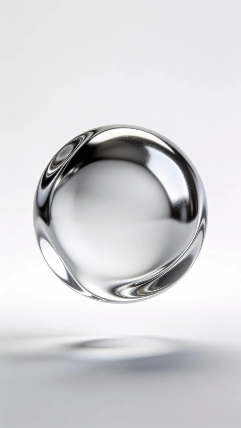 Minimalist, Liquid Chrome Floating Orb