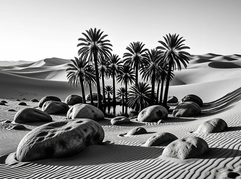 Black and White Desert Oasis