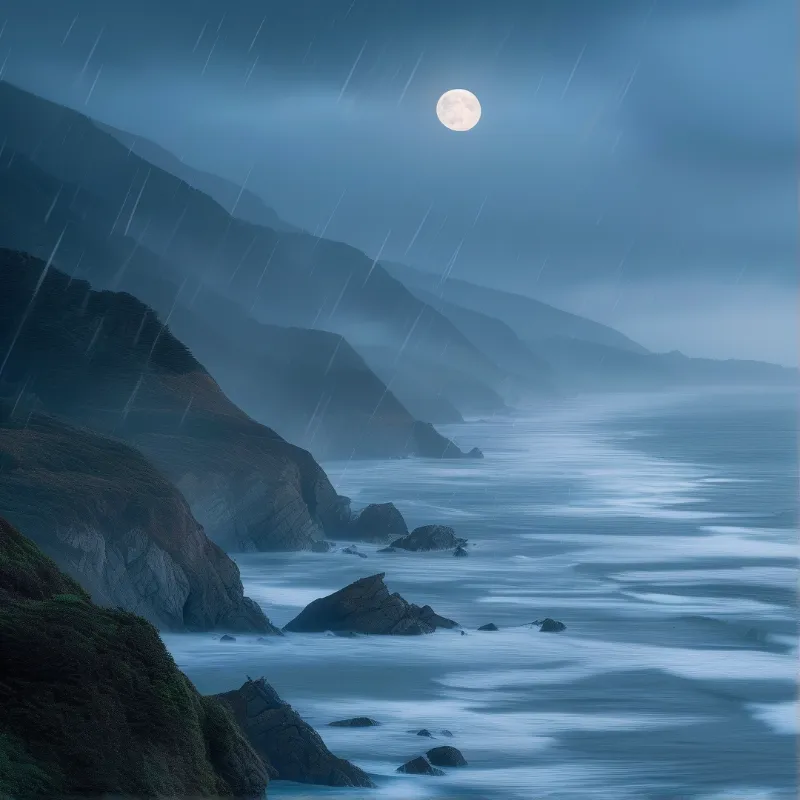 Moonlit Rainy Coast