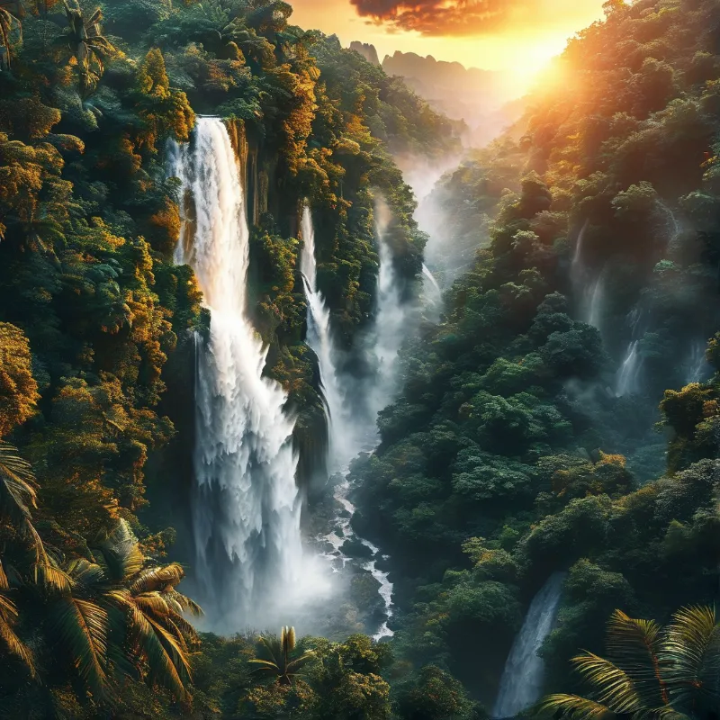 Majestic Jungle Waterfall