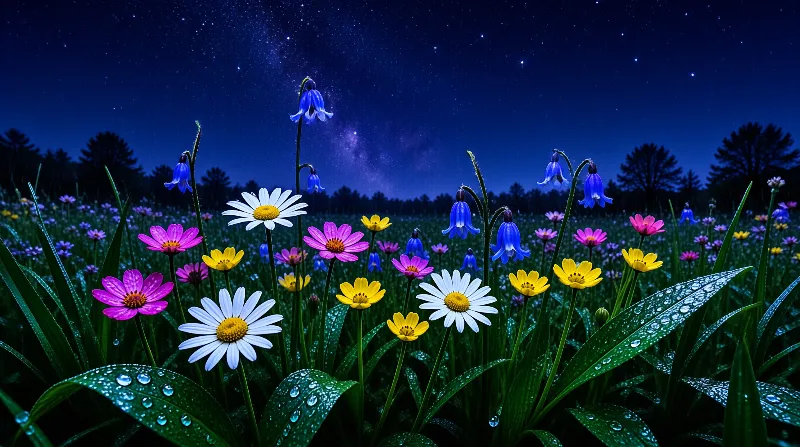 Starry Night Flower Field