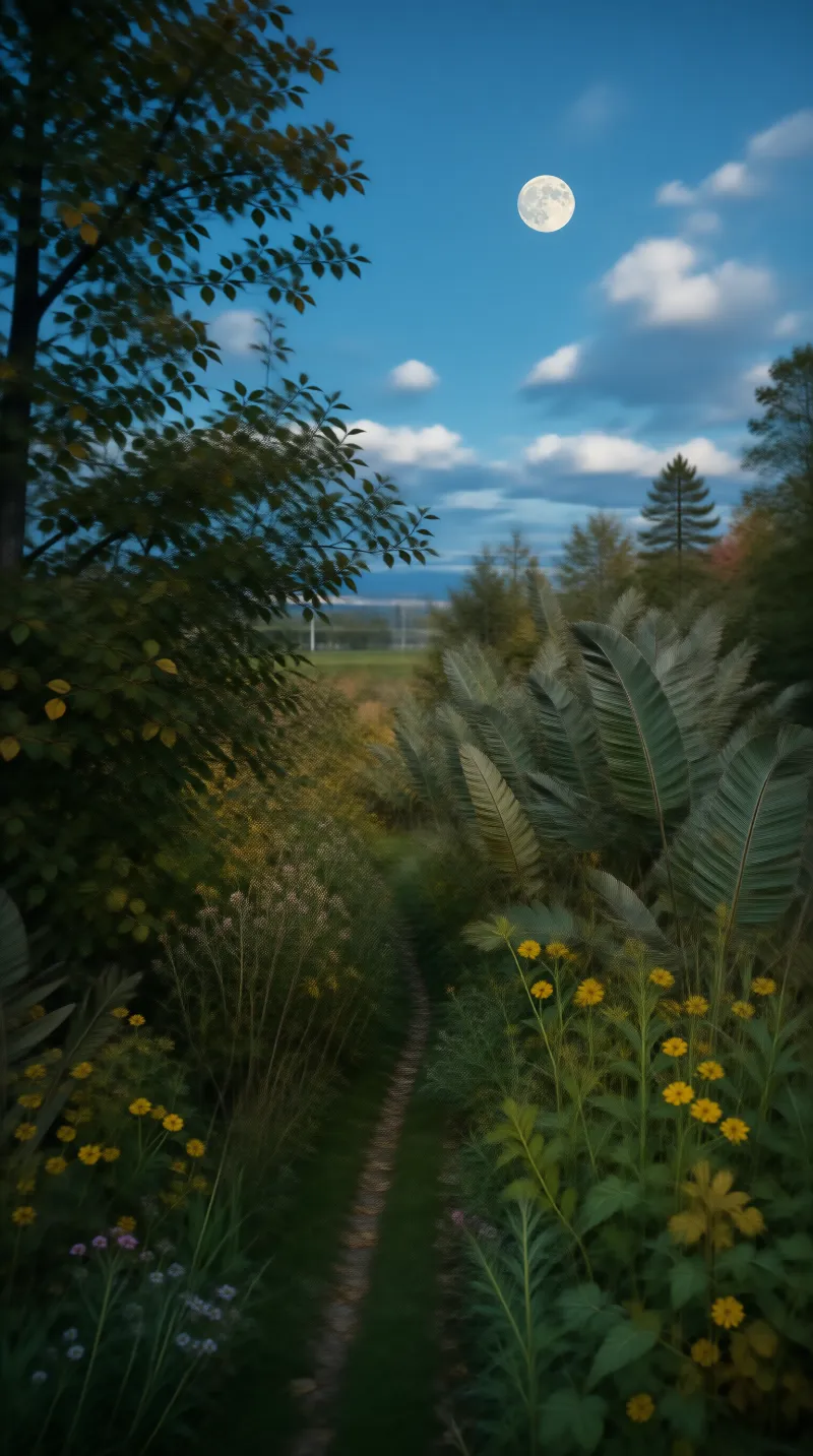 Moonlit Garden Path Landscape
