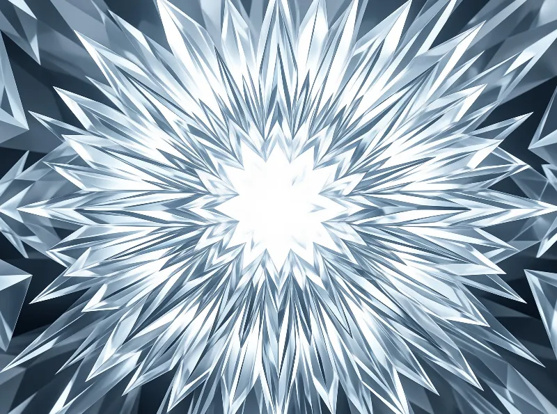 Bright faceted shards radiate outward from a glowing white core surrounded by deep blue shadows.