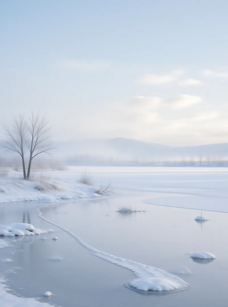 Serene Frozen Winter Lake
